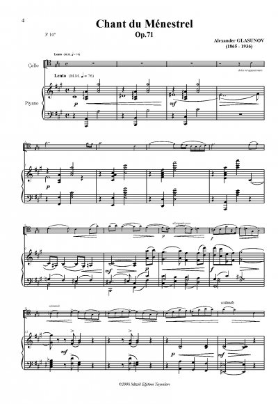 Chant du Menestrel, Op.71, Glasunov Chant du Menestrel, Op.71, Glasunov