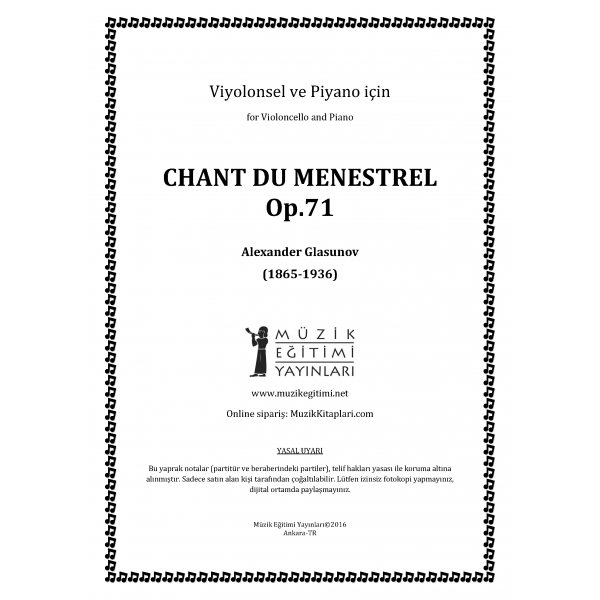 Chant du Menestrel, Op.71, Glasunov