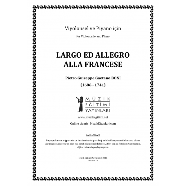 Largo ed Allegro Alla Francese, Boni