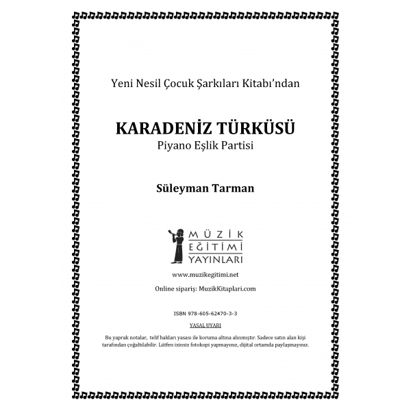 Karadeniz Türküsü - S.Tarman - Piyano Eşlik Partisi