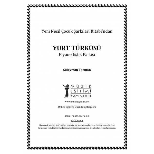 Yurt Türküsü - S.Tarman - Piyano Eşlik Partisi